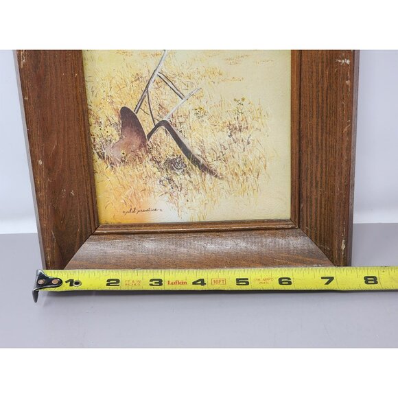 Vintage Phil Prentice 1976 Farm Scene Print In Rustic Wooden Frame - Picture 7 of 8